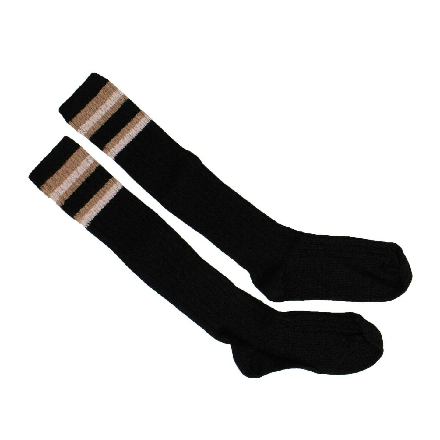 Palm Angels Ribbed Stiped Knee High Socks - Black