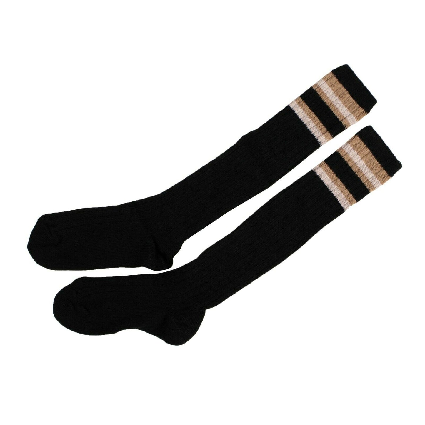 Palm Angels Ribbed Stiped Knee High Socks - Black