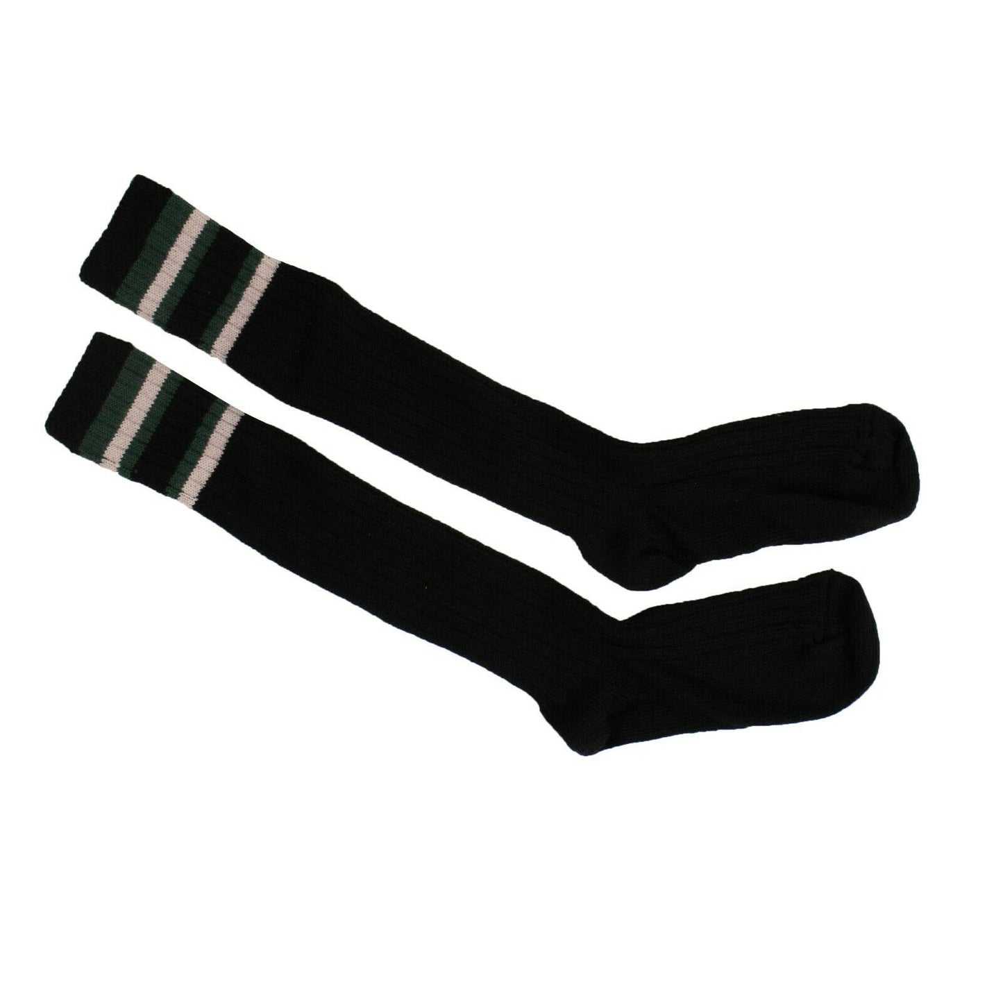 Palm Angels Ribbed Stiped Knee High Socks - Black/Green