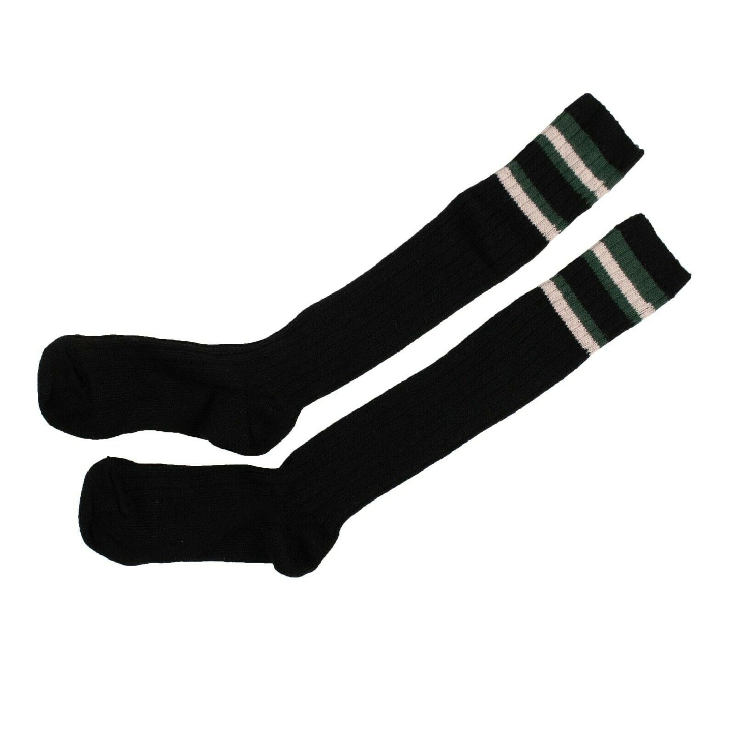 Palm Angels Ribbed Stiped Knee High Socks - Black/Green