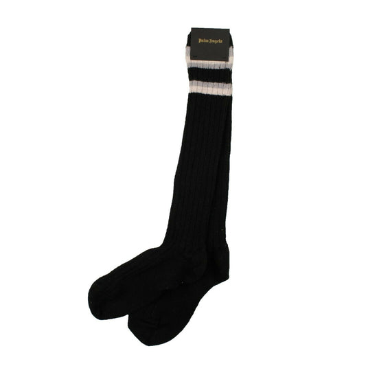 Palm Angels Ribbed Knit Knee High Socks - Black