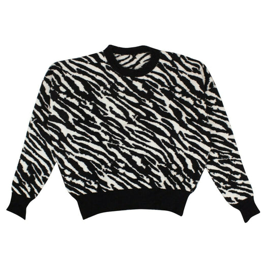Unravel Project Wool Zebra Print Sweater - Black/White