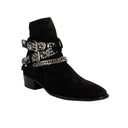 Black Suede Bandana Buckle Boots