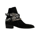 Black Suede Bandana Buckle Boots