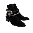 Black Suede Bandana Buckle Boots