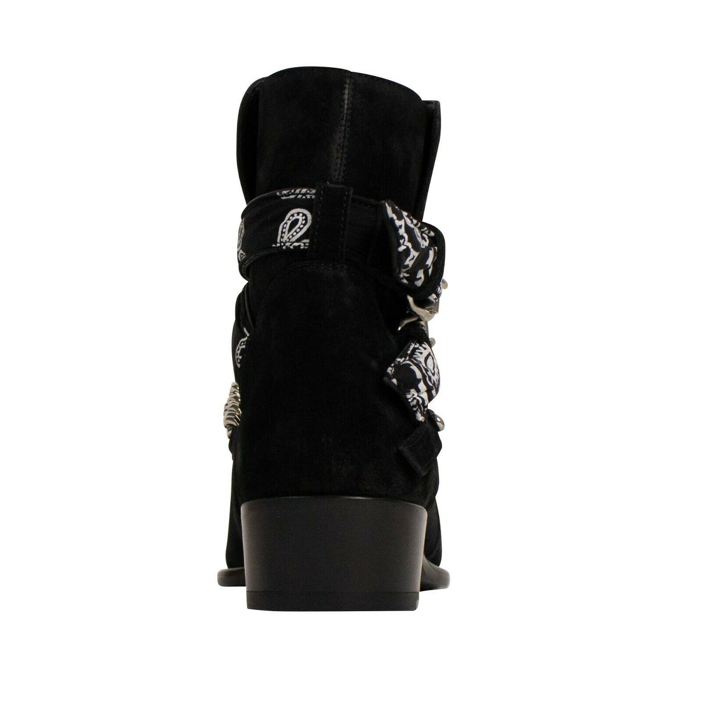 Black Suede Bandana Buckle Boots