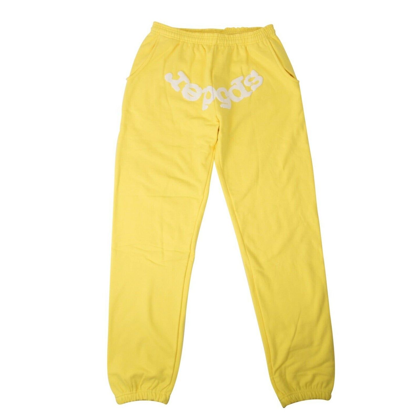 Yellow Cotton Logo Print Sweatpants