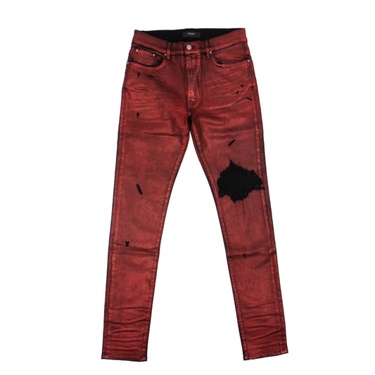 Amiri Foil Broken Jeans - Black/Red