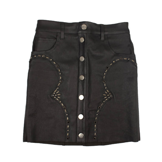 Amiri Western Leather Mini Skirt - Black