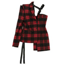 Red/Black Plaid One Sleeve Blazer