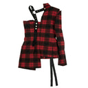 Red/Black Plaid One Sleeve Blazer