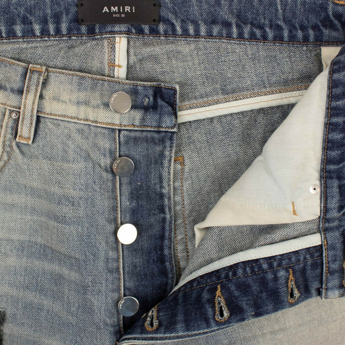 Amiri Mohair Patch Loose Jeans - Vintage Blue