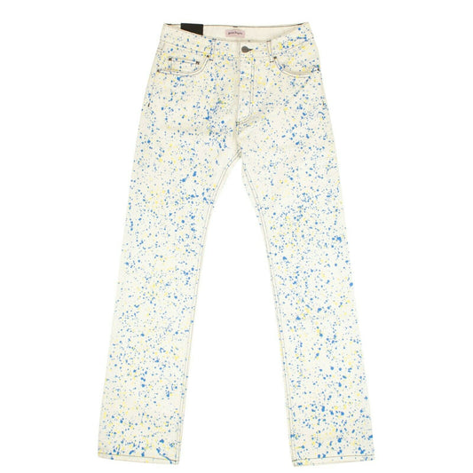 White Blue/Yellow Splatter Jeans