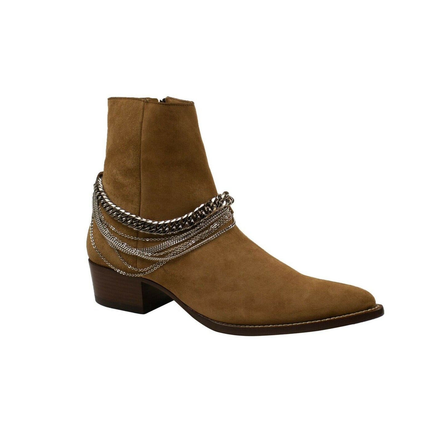 Tan Suede Chain Link Boots