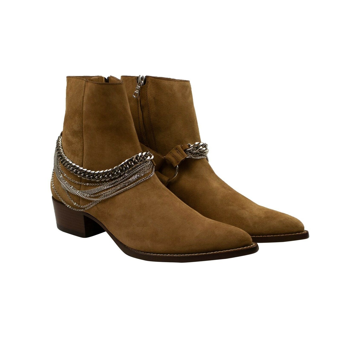 Tan Suede Chain Link Boots