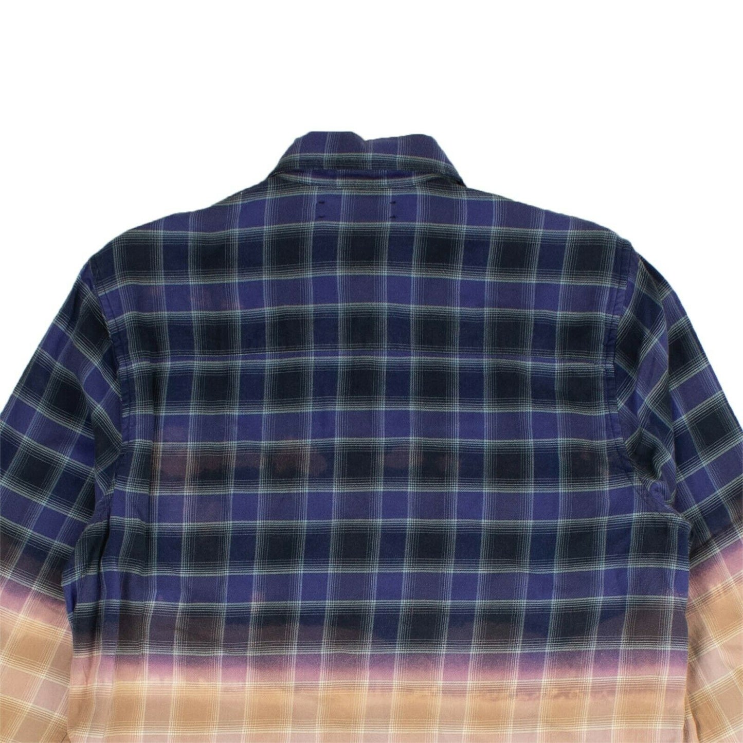 Blue Multicolor Frayed Hem Flannel