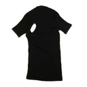 Black Cotton Asymmetrical Short Sleeve T-Shirt