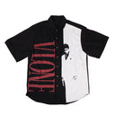 SHORT SLEEVE SCARFACE BLACK BUTTON-DOWN SHIRT