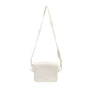 White Leather Diag Flap Bag