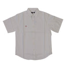 White Short Sleeve Red Logo Button Down Shirt