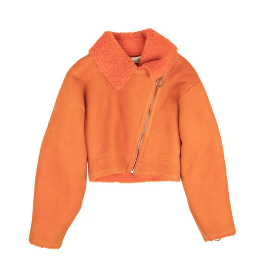 Off-White C/O Virgil Abloh Cropped Shearling Jacket - Orange
