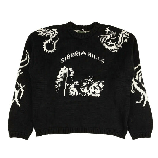 Siberia Hills Black Heavy Tribal Knit Sweater - Black