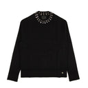 Black Metallic Hoop Detail Wool Pullover Sweater