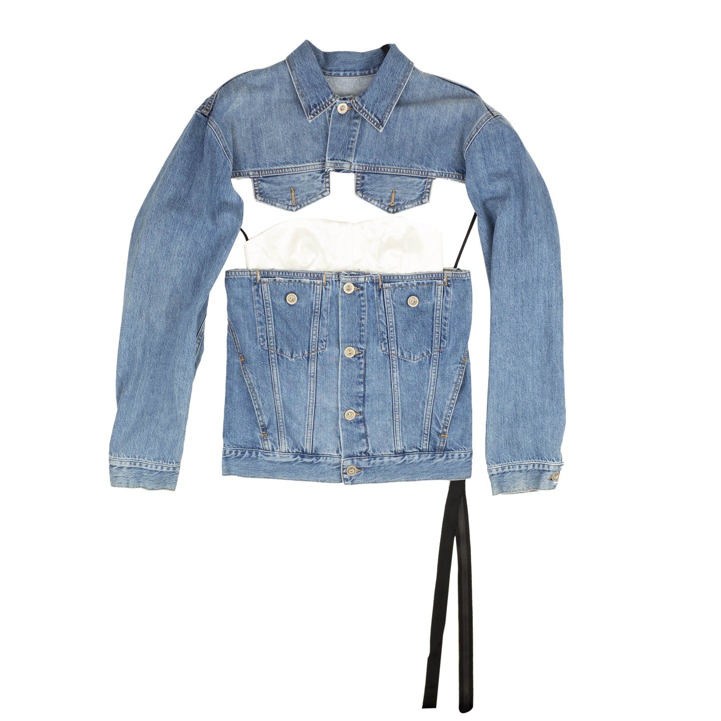 Indigo Snake Bolero Split Denim Jacket