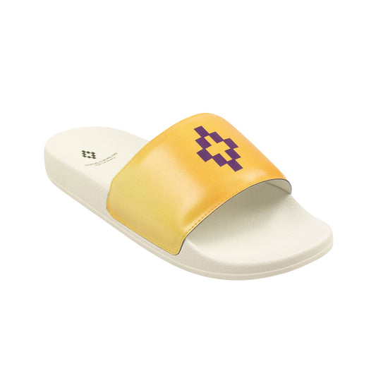 Marcelo Burlon Cross Slides Sandals - White/Yellow