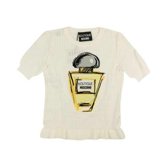 White Short Sleeve Pointelle Perfume Shirt