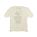 White Short Sleeve Pointelle Perfume Shirt