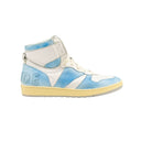 White & Blue Rhecess Lace Up Hi Top Sneakers