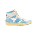 White & Blue Rhecess Lace Up Hi Top Sneakers