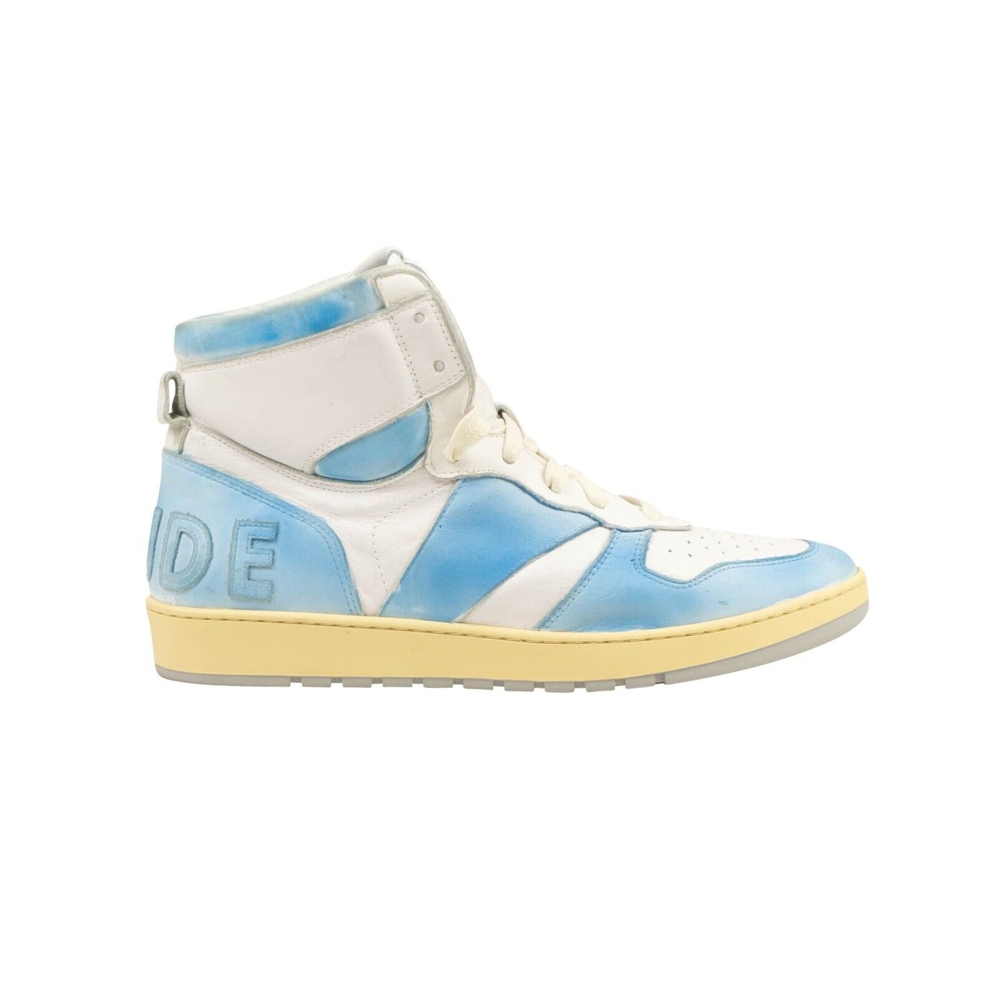 White & Blue Rhecess Lace Up Hi Top Sneakers