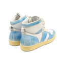 White & Blue Rhecess Lace Up Hi Top Sneakers