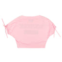 Pink Boat Neck Embroidered Short Sleeve T-Shirt