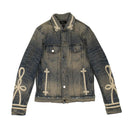 BLACK VINTAGE DENIM ROPING SLIM-FIT TRUCKER JACKET