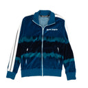 Blue Tie Dye Chenille Velour Track Jacket