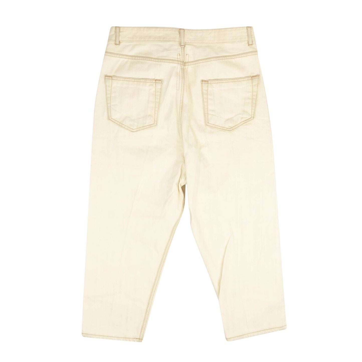 White Collapse Cut Denim Pants