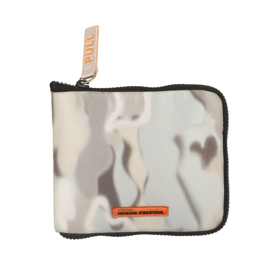 NWT HERON PRESTON Black Grey Nylon Camo Zip Shopping Wallet Bag