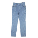 BLUE SEAMED DENIM STRAIGHT PANTS