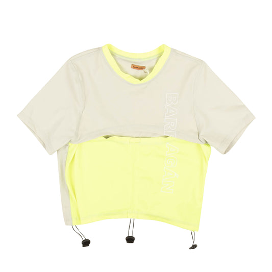 White & Yellow Ceniza Drawstring Pegadita Baby Tee