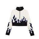 ADAM SELMAN SPORT Long Sleeve Flame Crop Top - White/Black