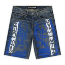 Indigo Printed Denim Shorts