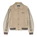 Alabaster Varsity Bones Bomber Jacket