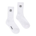 White/Black MA Embroidery Patch Socks