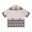 White Media Naranja Open Collar Shirt