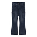 Dark Indigo Cargo Vintage Coated Flare Jeans