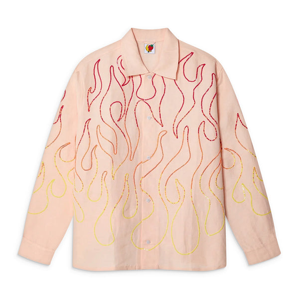 Pink Flame Embroidered Shirt