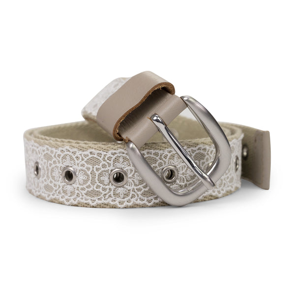 Beige / White 3CM Lace Belt Belts